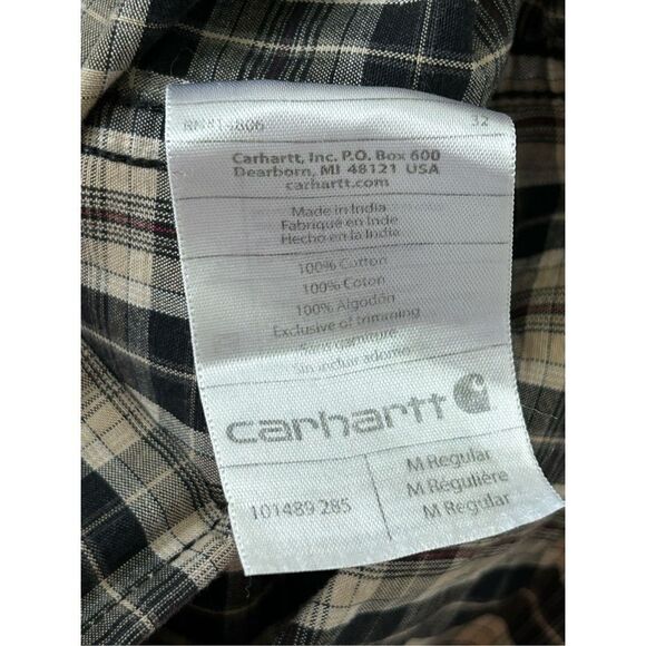 Carhartt Long Sleeve Button Down Relaxed Fit Plaid Shirt Men's Black Medium - Picture 5 of 6